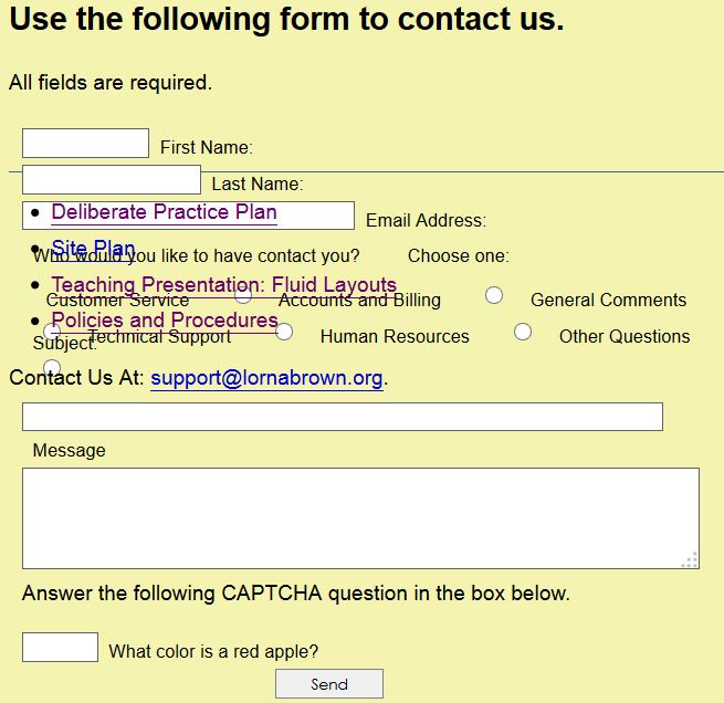 Contact Form in Firefox