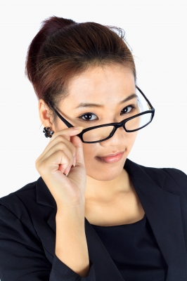 Young woman wearing glasses